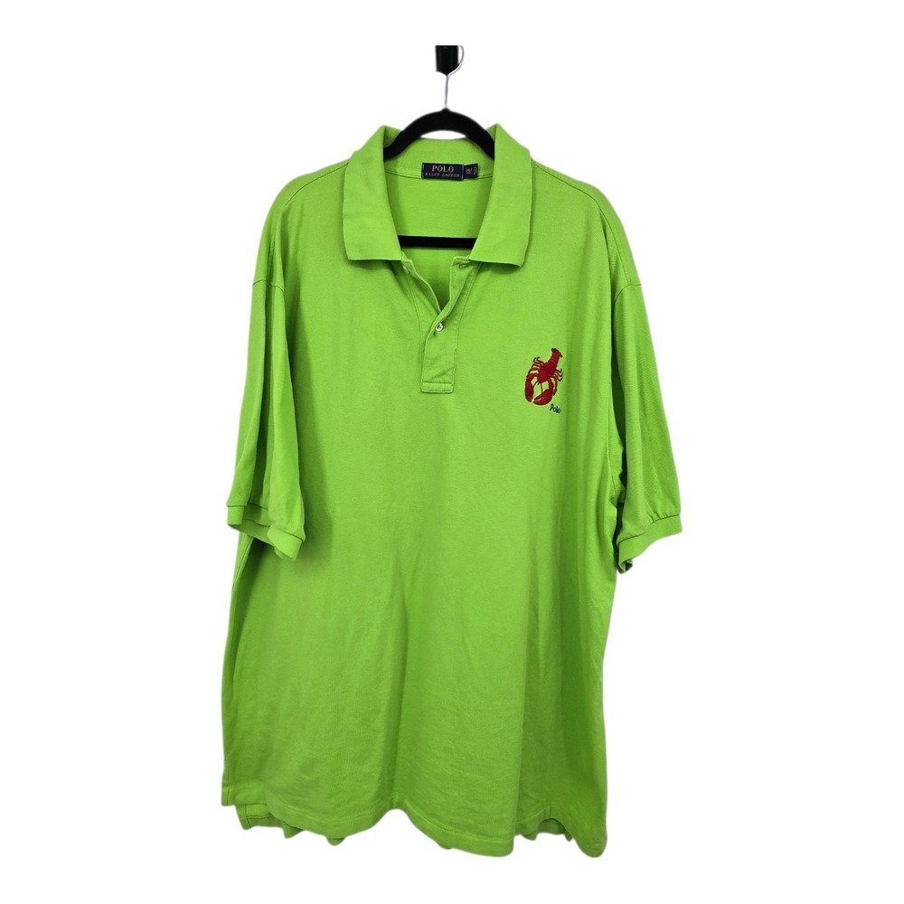 Ralph Lauren RL Lobster Polo Shirt Custom Fit Mens 3XLT Green Preppy Nautical
